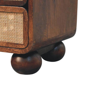 California Walnut Rattan Bedside Table | Textured Design