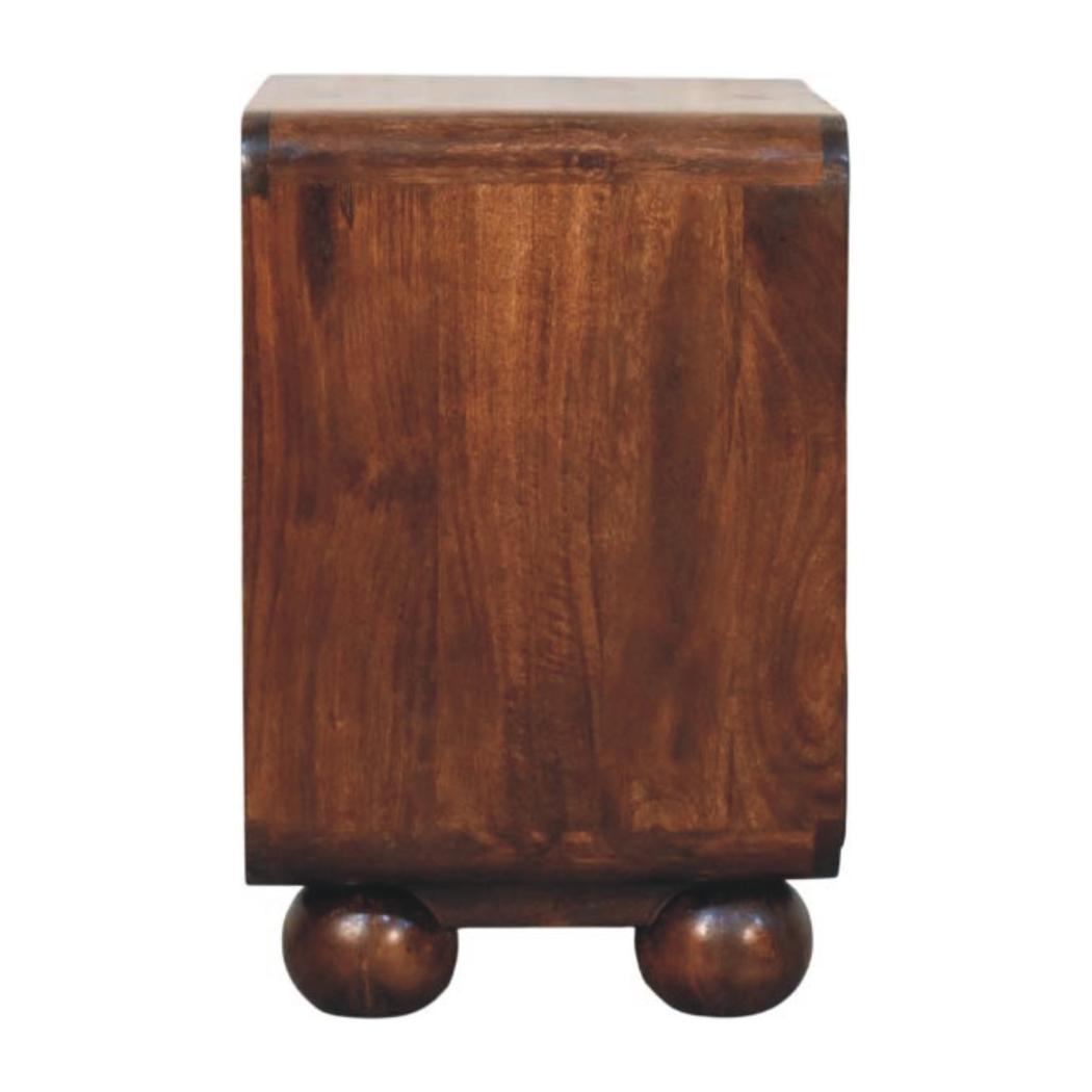 California Walnut Rattan Bedside Table | Textured Design
