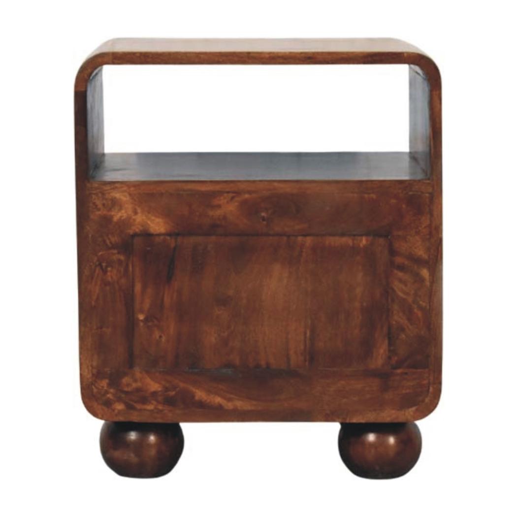 California Walnut Rattan Bedside Table | Textured Design