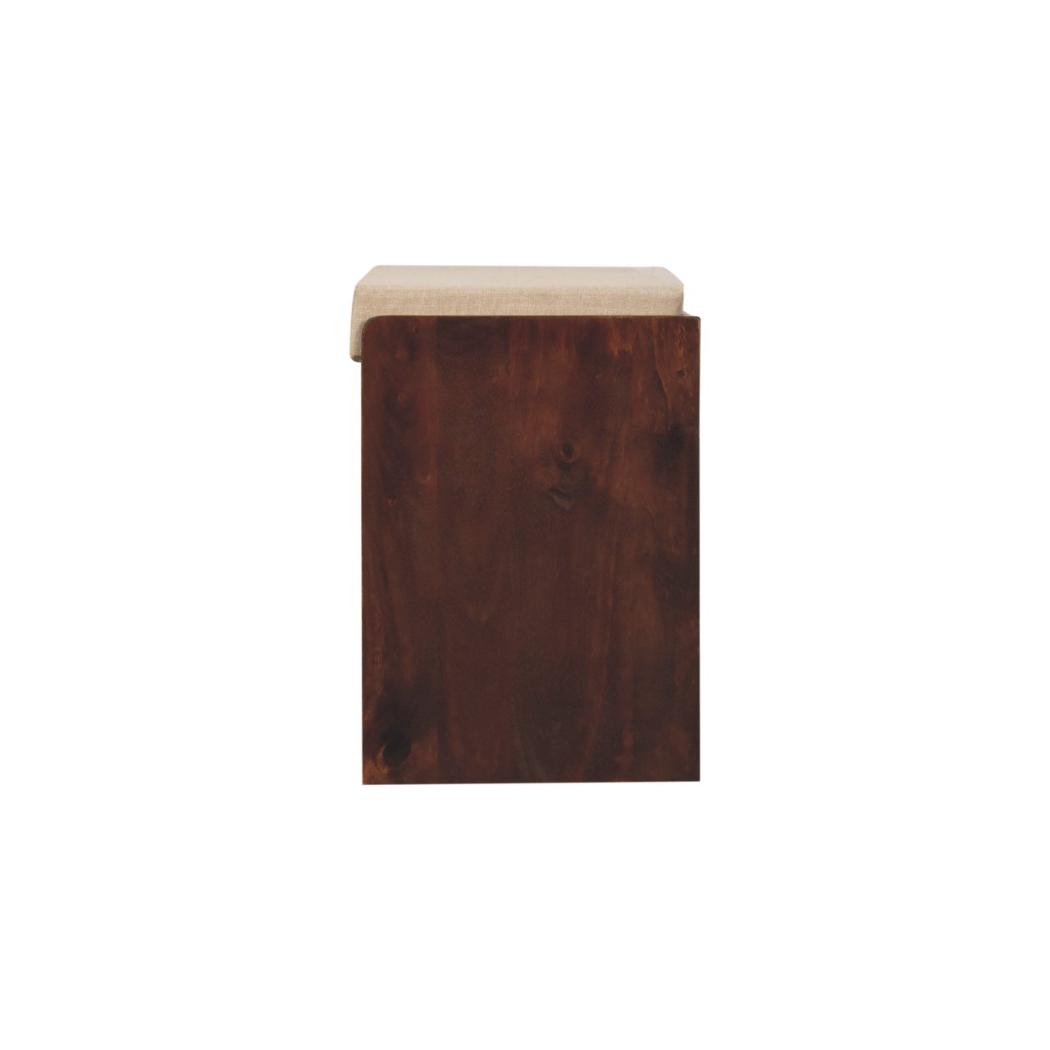 California Walnut Shoe Storage Bench | Solid Mango Wood | Mud Linen Seat | Pull-Out Shoe Cabinet