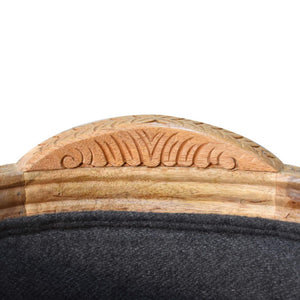 Carved Battleship Tweed Pet Sofa Bed | Solid Mango Wood Frame | Padded Cat & Dog Bed