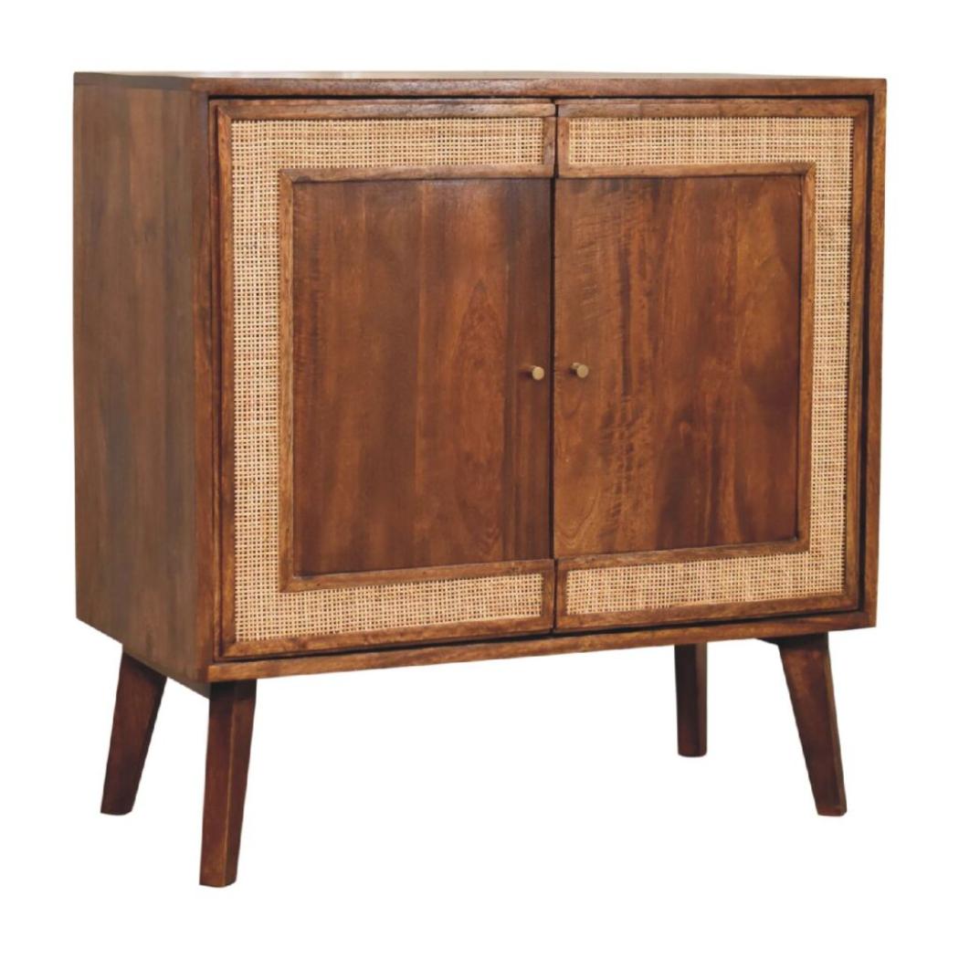 Carved Cabinet | Chestnut Finish | Decorative Storage