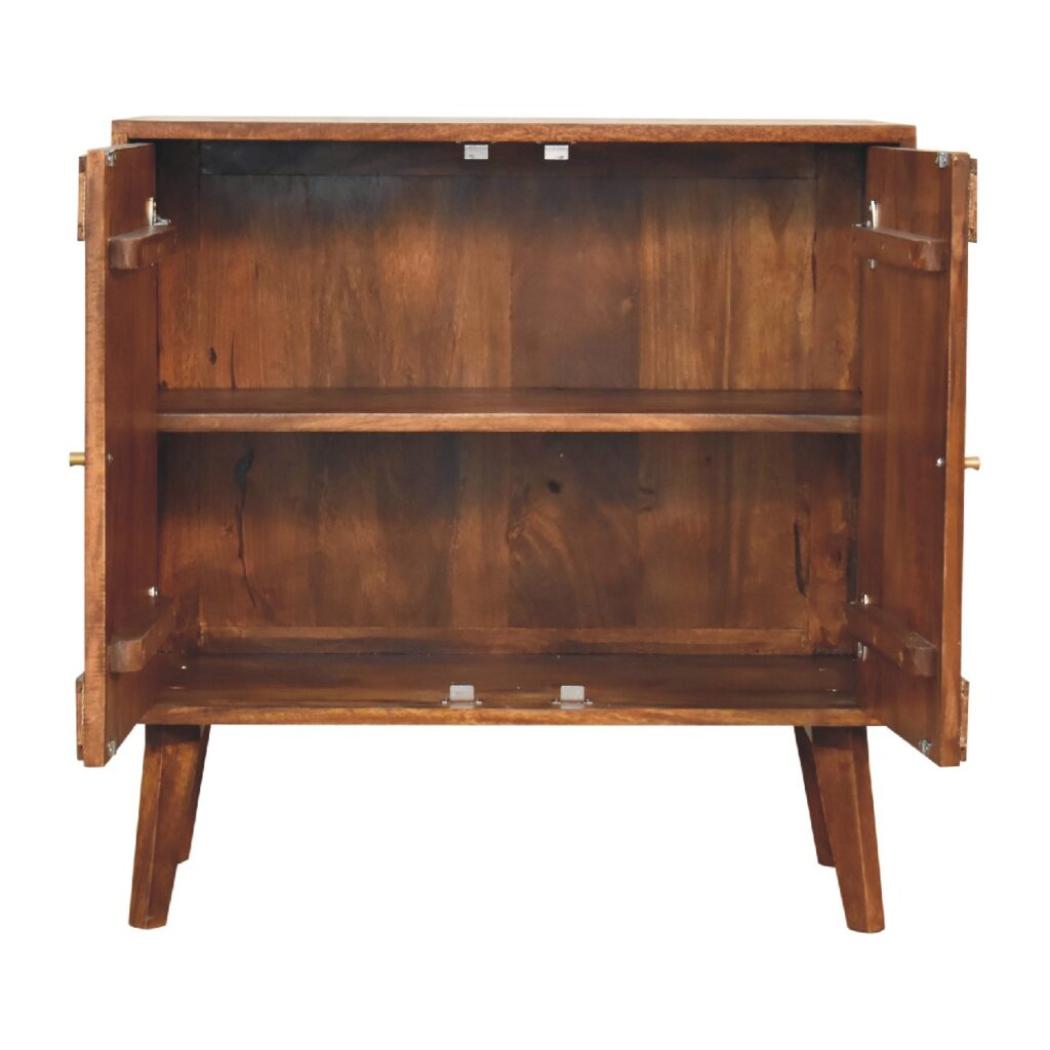Carved Cabinet | Chestnut Finish | Decorative Storage