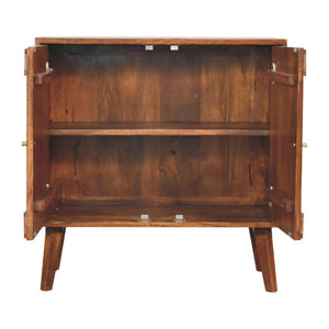 Carved Cabinet | Chestnut Finish | Decorative Storage