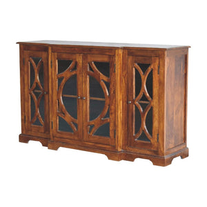 Carved Glazed Sideboard | Chestnut Finish | Decorative Dining Storage