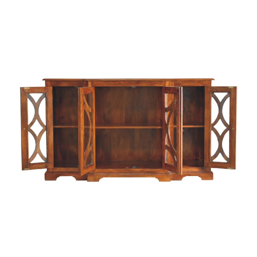 Carved Glazed Sideboard | Chestnut Finish | Decorative Dining Storage