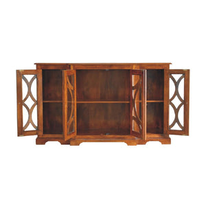 Carved Glazed Sideboard | Chestnut Finish | Decorative Dining Storage