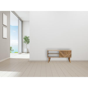 Carved Mango Wood TV Unit | Natural Timber Storage