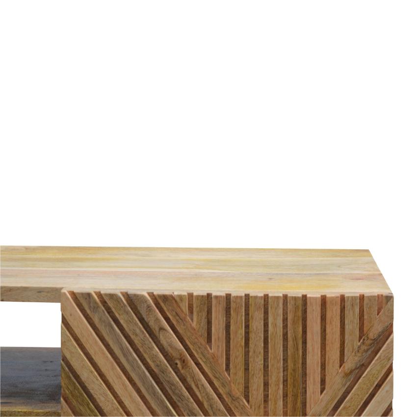 Carved Mango Wood TV Unit | Natural Timber Storage