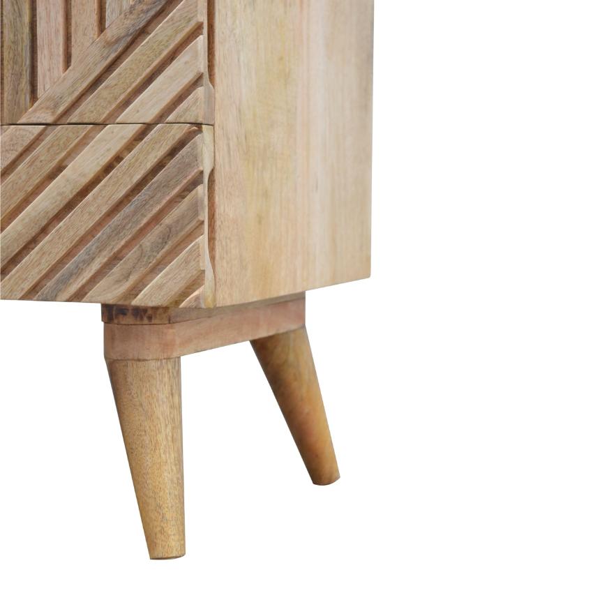 Carved Mango Wood TV Unit | Natural Timber Storage