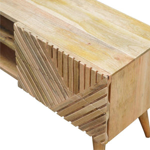 Carved Mango Wood TV Unit | Natural Timber Storage