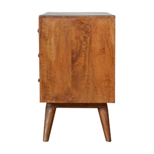 Carved Sideboard | Solid Mango Wood | Chestnut Finish | Statement Storage Cabinet