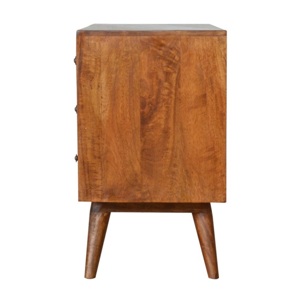 Carved Sideboard | Solid Mango Wood | Chestnut Finish | Statement Storage Cabinet