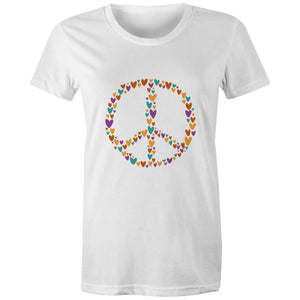 Women's Peace Sign With Hearts T-Shirt