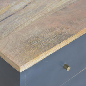 Charcoal Black Hand-Painted Bedside Table | Solid Mango Wood | Artisan Pattern | Bedroom Storage