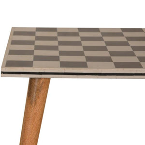 Checkered End Table | Solid Mango Wood | Oak Finish | Nordic Style