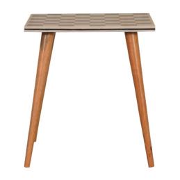 Checkered End Table | Solid Mango Wood | Oak Finish | Nordic Style