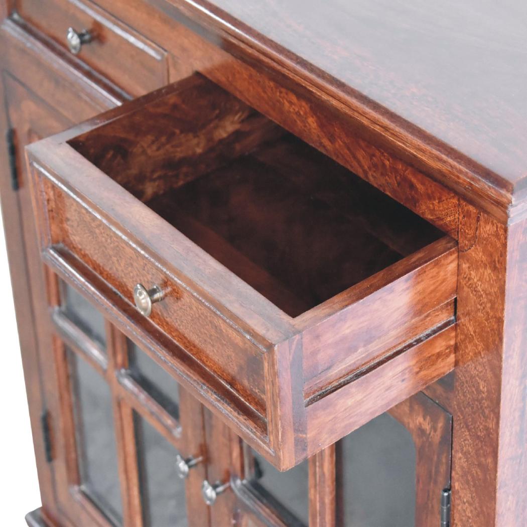 Cherry Glazed Cabinet | Warm Statement Finish | Decorative Home Storage