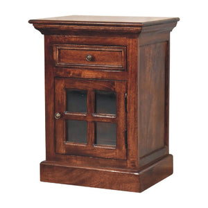 Cherry Glazed Door Bedside Table | Enclosed Bedroom Storage | Warm Finish