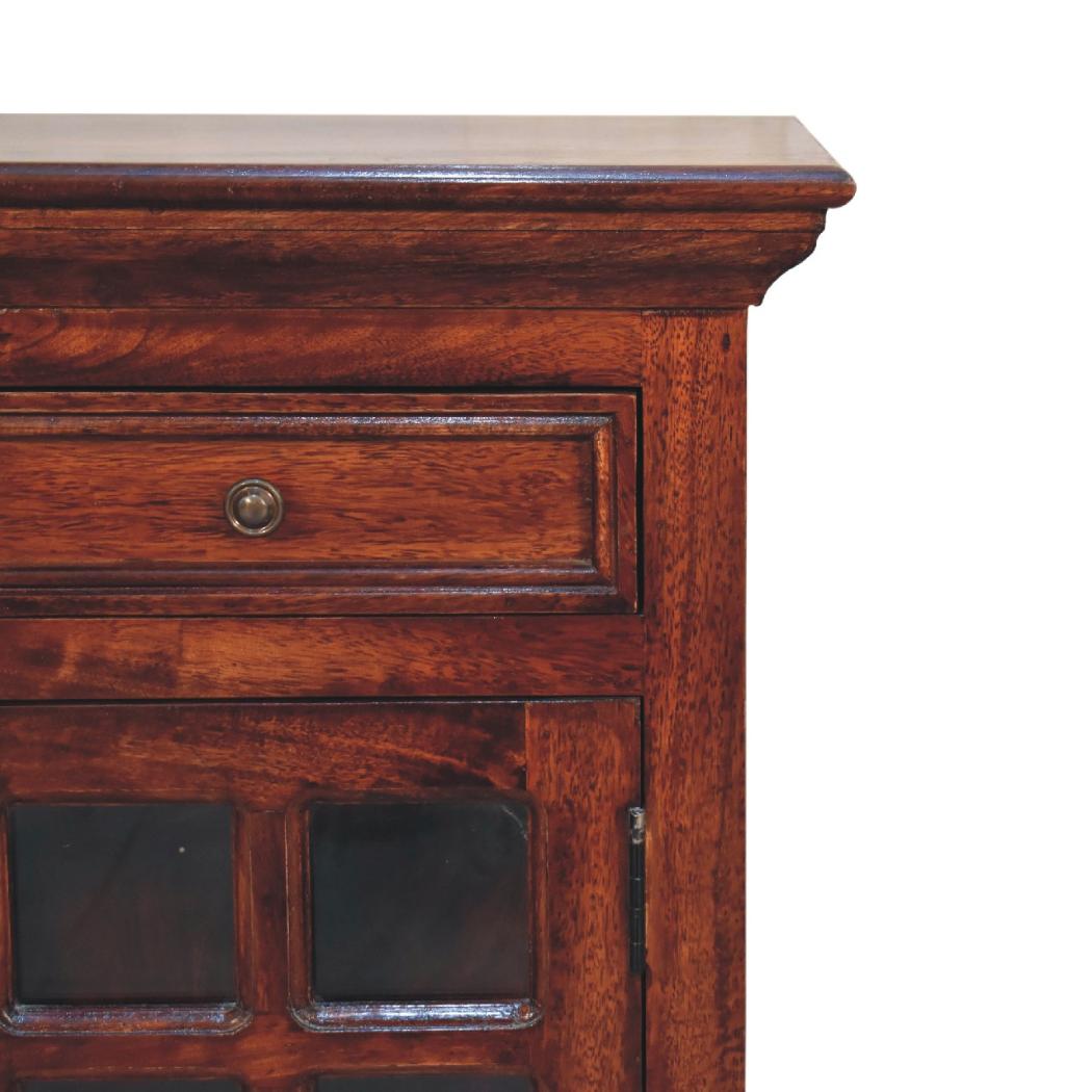 Cherry Glazed Door Bedside Table | Enclosed Bedroom Storage | Warm Finish