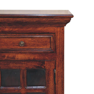 Cherry Glazed Door Bedside Table | Enclosed Bedroom Storage | Warm Finish