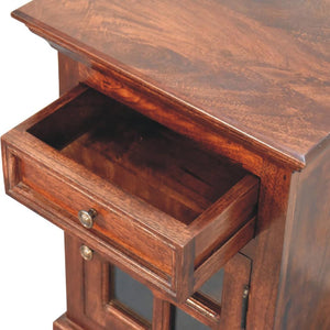 Cherry Glazed Door Bedside Table | Enclosed Bedroom Storage | Warm Finish