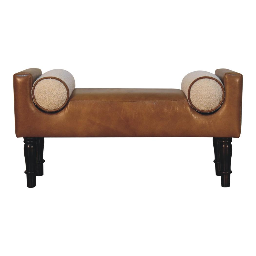 Chester Buffalo Leather Bench | Solid Wood Frame