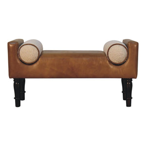 Chester Buffalo Leather Bench | Solid Wood Frame