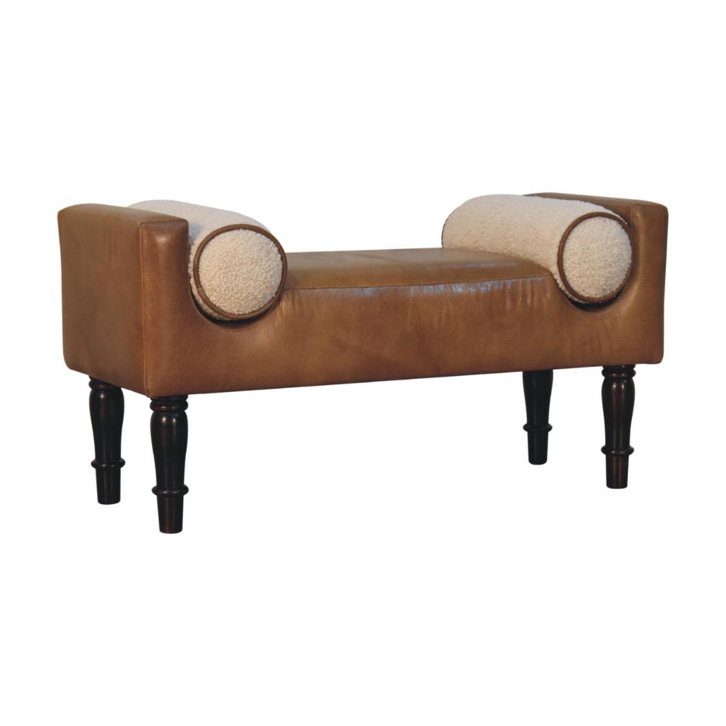 Chester Buffalo Leather Bench | Solid Wood Frame