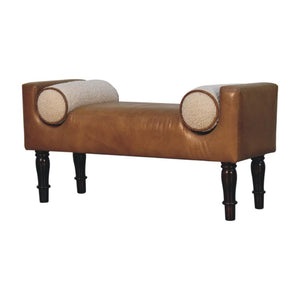 Chester Buffalo Leather Bench | Solid Wood Frame