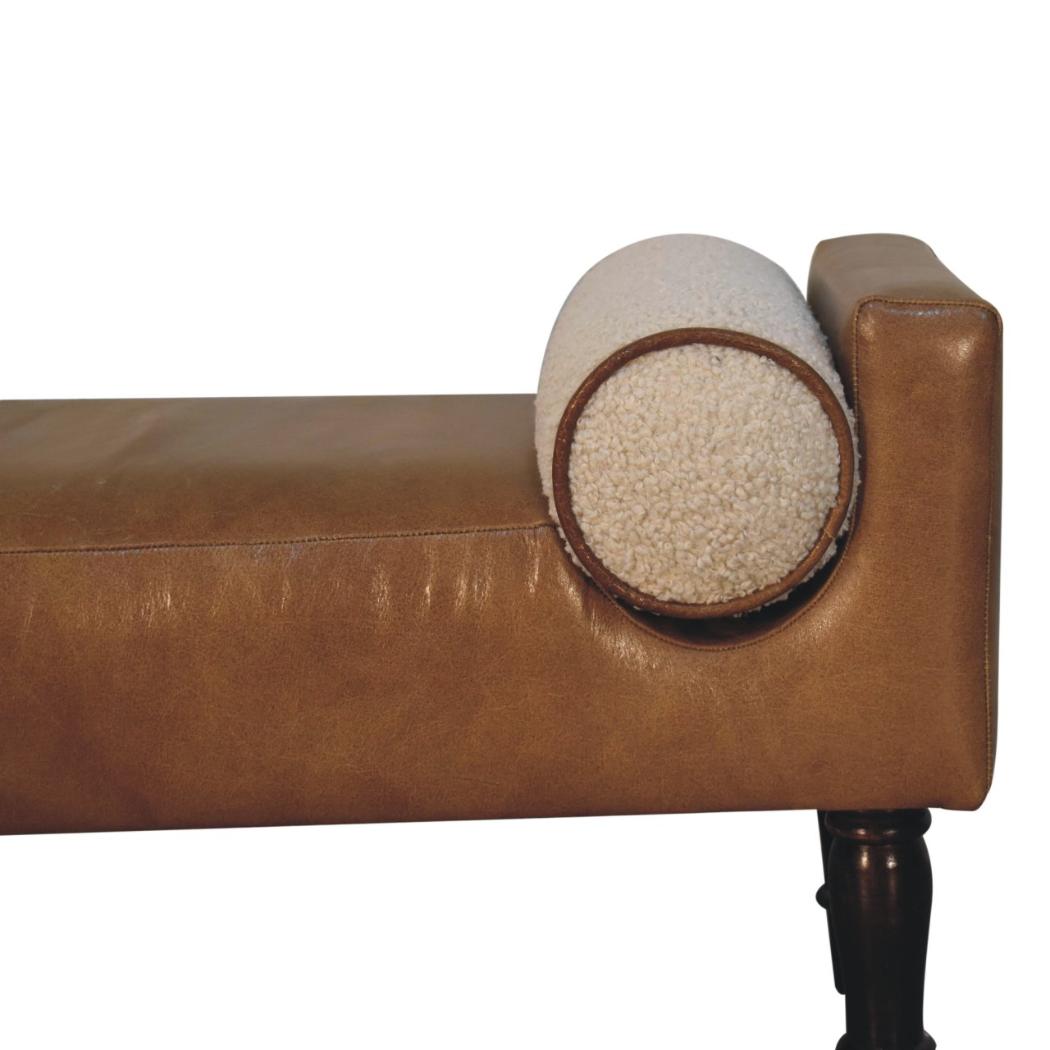 Chester Buffalo Leather Bench | Solid Wood Frame