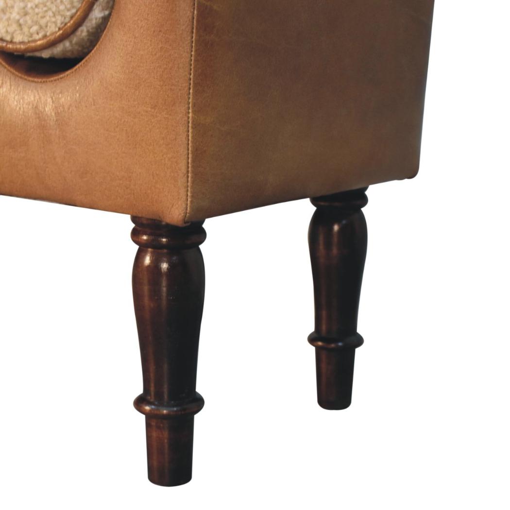 Chester Buffalo Leather Bench | Solid Wood Frame