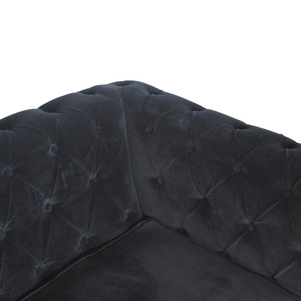 Chesterfield 2 Seater Sofa | Black Cotton Velvet Upholstery | Classic Living Room Furniture