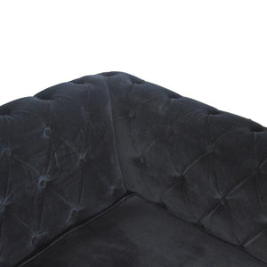 Chesterfield 2 Seater Sofa | Black Cotton Velvet Upholstery | Classic Living Room Furniture