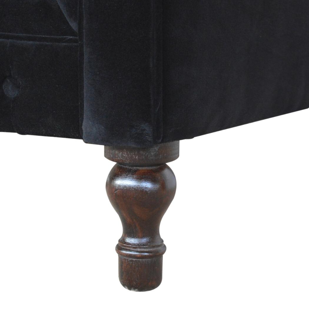 Chesterfield 2 Seater Sofa | Black Cotton Velvet Upholstery | Classic Living Room Furniture