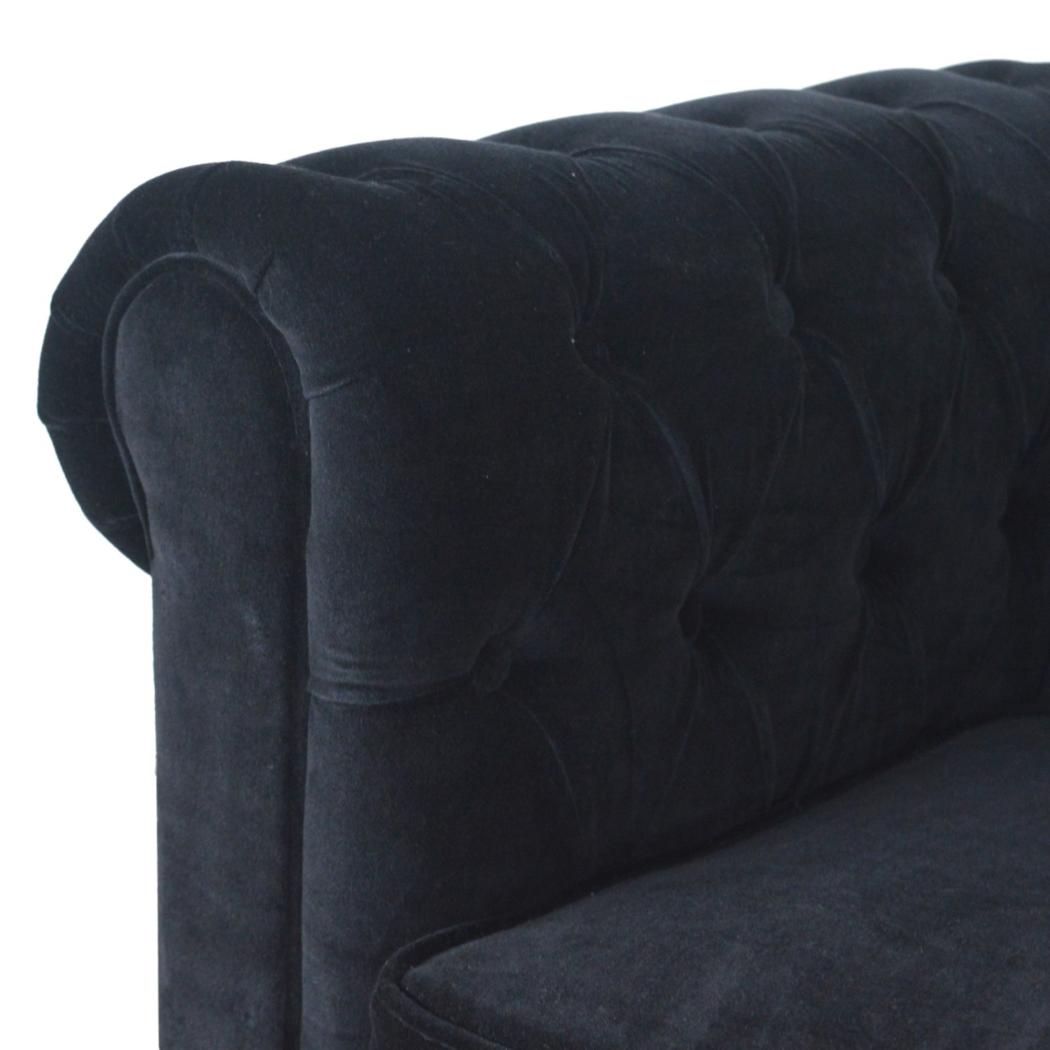 Chesterfield 2 Seater Sofa | Black Cotton Velvet Upholstery | Classic Living Room Furniture