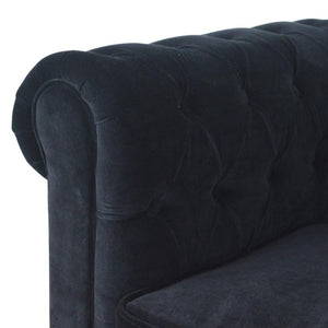Chesterfield 2 Seater Sofa | Black Cotton Velvet Upholstery | Classic Living Room Furniture