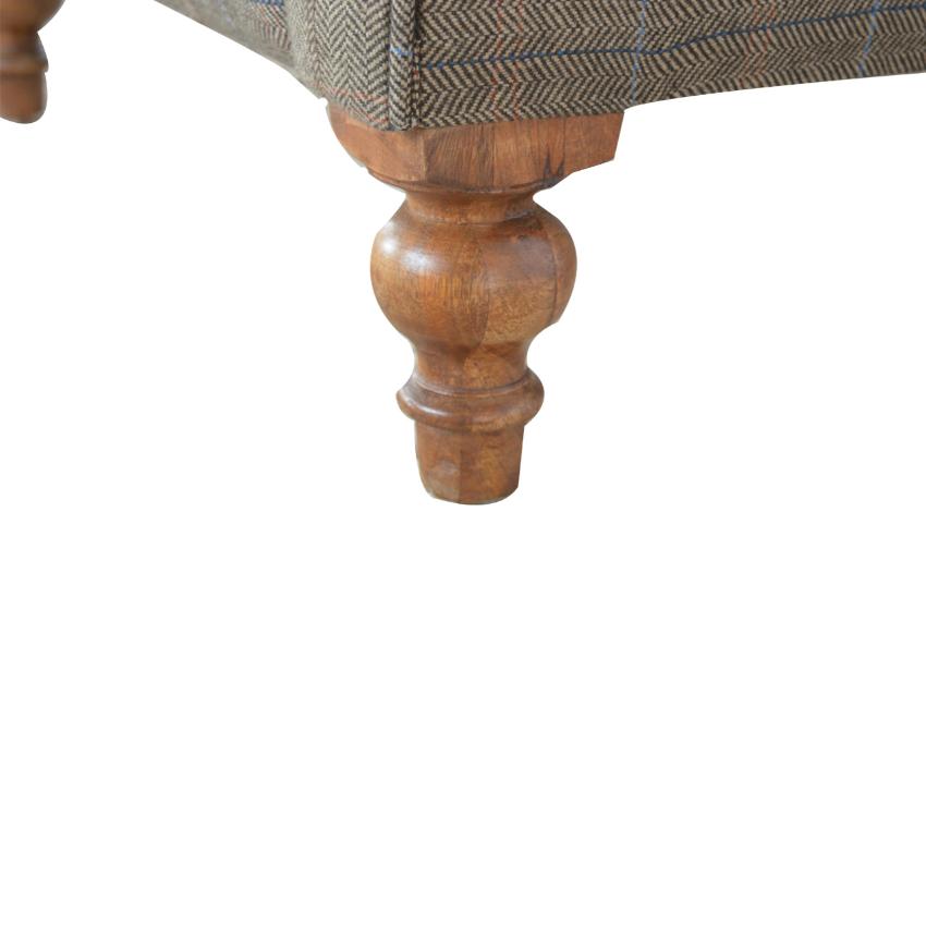 Chesterfield Armchair | Multi Tweed Fabric | Solid Mango Wood Legs | Country Style Lounge Chair
