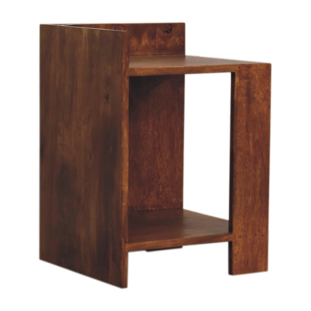 Chestnut Box Bedside Table | Solid Mango Wood | Chestnut Finish | Open Shelf Nightstand