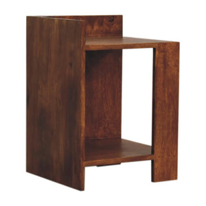 Chestnut Box Bedside Table | Solid Mango Wood | Chestnut Finish | Open Shelf Nightstand