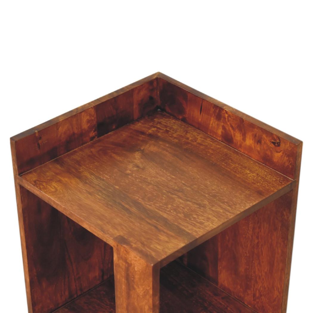 Chestnut Box Bedside Table | Solid Mango Wood | Chestnut Finish | Open Shelf Nightstand