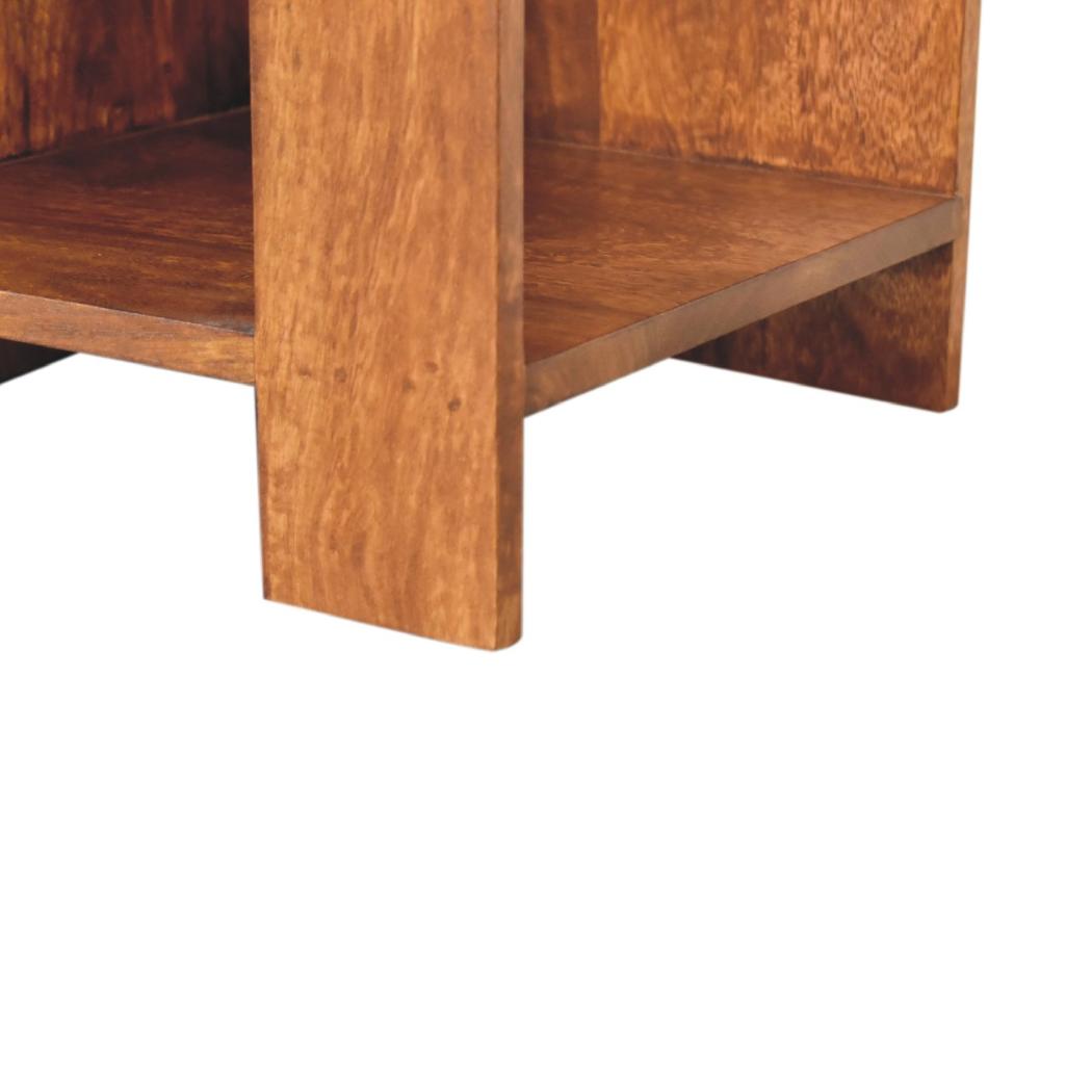 Chestnut Box Bedside Table | Solid Mango Wood | Chestnut Finish | Open Shelf Nightstand