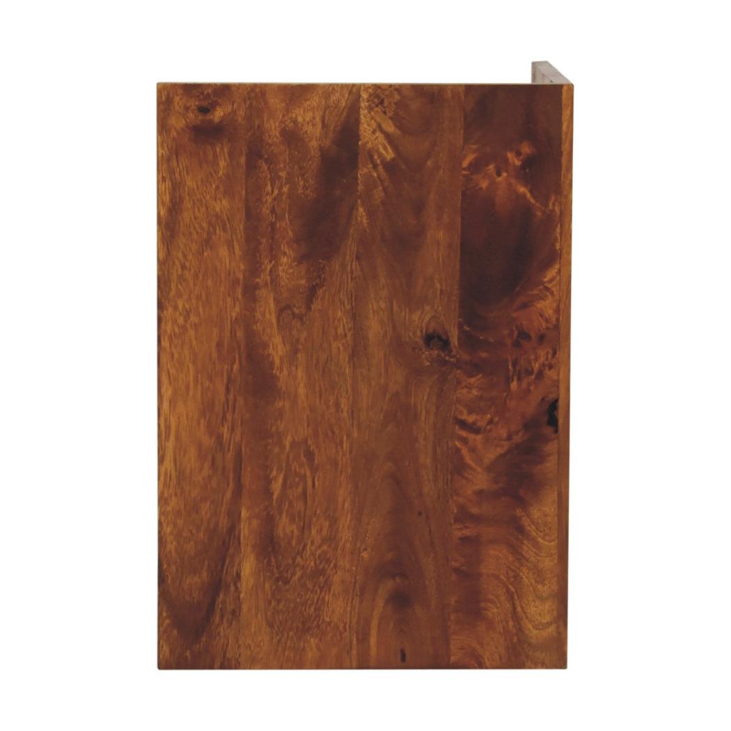 Chestnut Box Bedside Table | Solid Mango Wood | Chestnut Finish | Open Shelf Nightstand