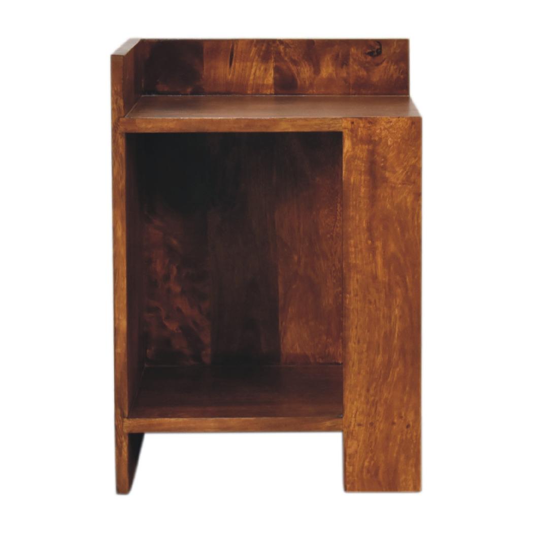 Chestnut Box Bedside Table | Solid Mango Wood | Chestnut Finish | Open Shelf Nightstand