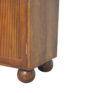 Chestnut Carved Ball Cabinet | Solid Mango Wood | Sculptural Ball Detail