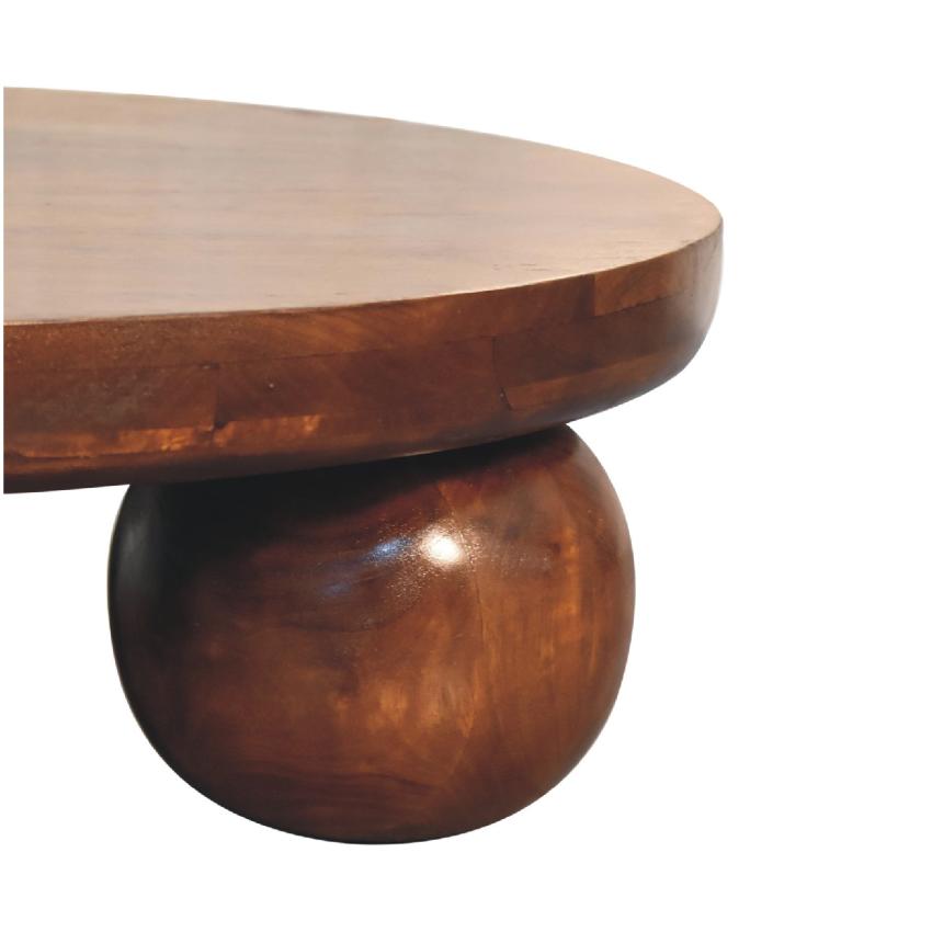 Chestnut Central Ball Table | Solid Mango Wood | Sculptural Side Table