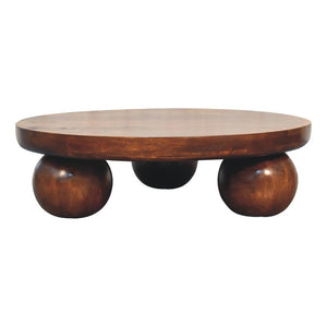 Chestnut Central Ball Table | Solid Mango Wood | Sculptural Side Table