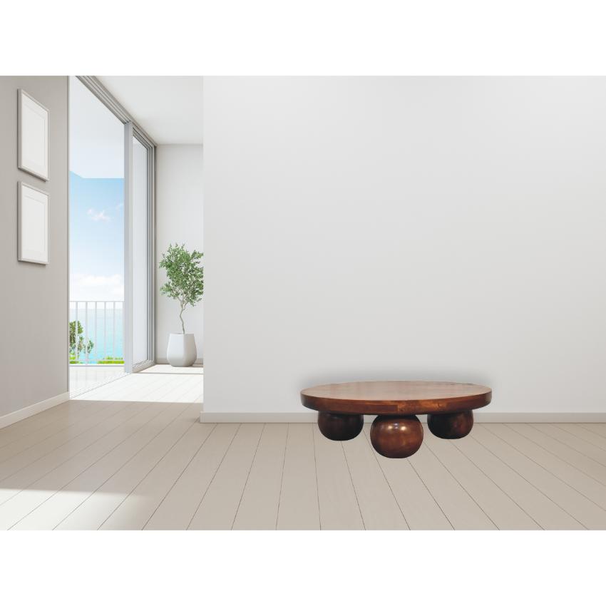 Chestnut Central Ball Table | Solid Mango Wood | Sculptural Side Table