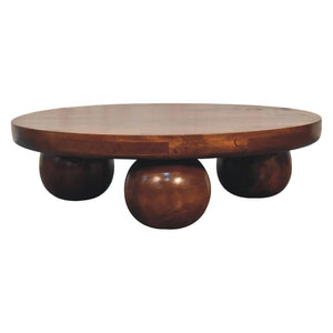 Chestnut Central Ball Table | Solid Mango Wood | Sculptural Side Table