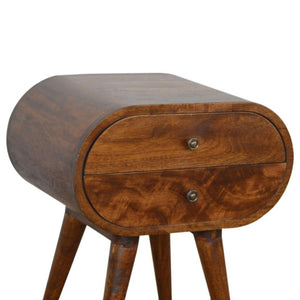 Chestnut Circular Bedside Table | Rounded Nightstand | Bedroom Furniture